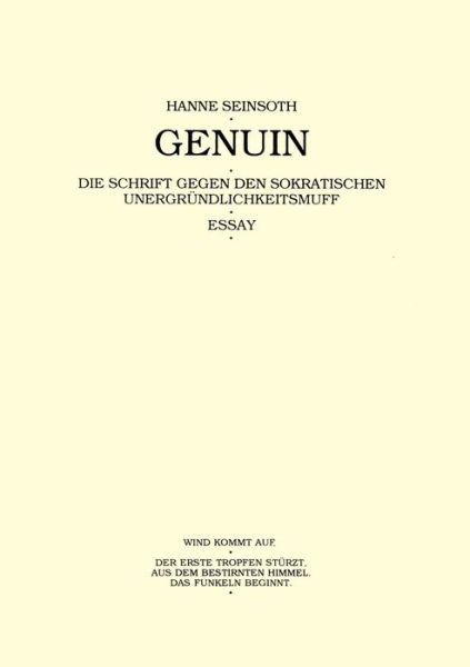 Cover for Hanne Seinsoth · Genuin (Paperback Book) [German edition] (2000)