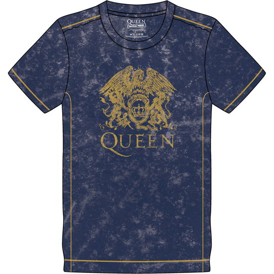 Queen Unisex T-Shirt: Classic Crest (Wash Collection) - Queen - Merchandise -  - 5056368644146 - 