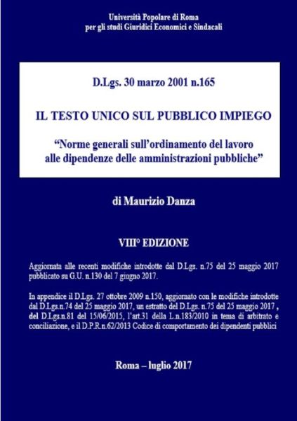 Cover for Maurizio Danza · TESTO UNICO SUL PUBBLICO IMPIEGO VIII Edizione (Book) (2017)