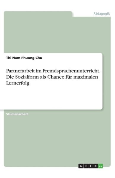 Cover for Chu · Partnerarbeit im Fremdsprachenunter (Buch)