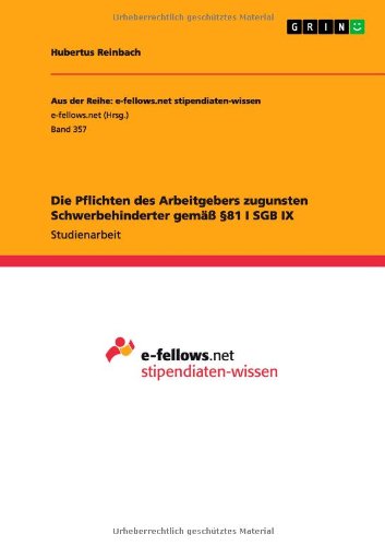Cover for Hubertus Reinbach · Die Pflichten des Arbeitgebers zugunste (Book) [German edition] (2012)