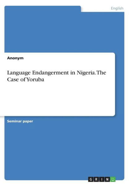 Cover for Anonym · Language Endangerment in Nigeria (Bok) (2017)