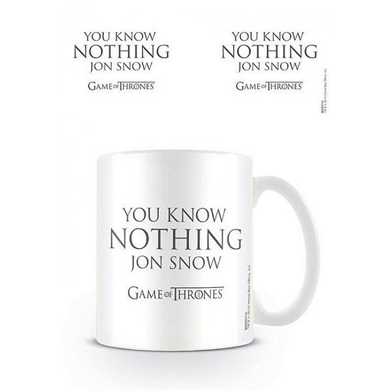 Game Of Thrones: You Know Nothing Jon Snow -Mug- (Tazza) - Mokken - Merchandise - Pyramid Posters - 5050574237147 - 28. oktober 2020