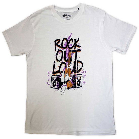 Mickey Mouse Unisex T-Shirt: Rock Out Loud (White) - Mickey Mouse - Fanituote -  - 5056737227147 - tiistai 23. tammikuuta 2024