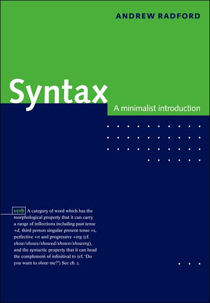 Cover for Radford, Andrew (University of Essex) · Syntax: A Minimalist Introduction (Paperback Book) (1997)