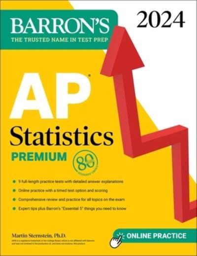 Cover for Martin Sternstein · AP Statistics Premium, 2024: 9 Practice Tests + Comprehensive Review + Online Practice - Barron's AP Prep (Pocketbok) (2023)