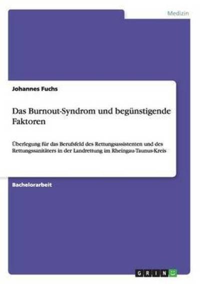 Cover for Fuchs · Das Burnout-Syndrom und begünstig (Book) (2015)