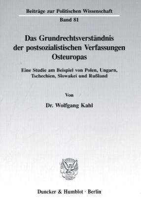 Cover for Kahl · Das Grundrechtsverständnis der pos (Book) (1994)