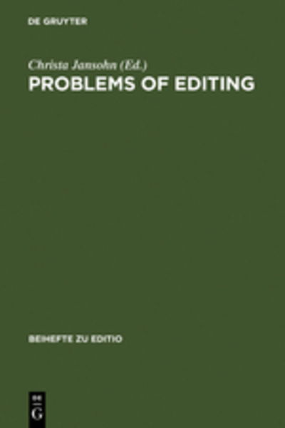 Cover for Christa Jansohn · Problems of Editing (Book) (1999)
