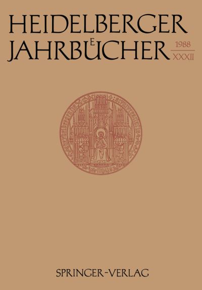 Cover for Universitats- Gesellschaft · Heidelberger Jahrbucher (Paperback Book) [German edition] (1988)