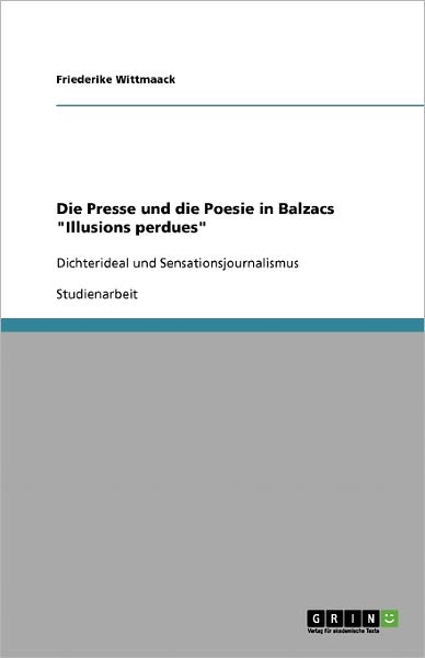 Cover for Wittmaack · Die Presse und die Poesie in (Paperback Book) [German edition] (2008)