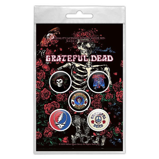 Grateful Dead Button Badge Pack: Skeleton & Rose - Grateful Dead - Produtos -  - 5056365727149 - 