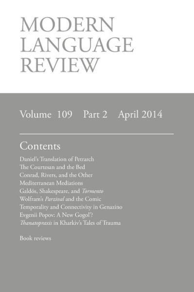 Cover for D F Connon · Modern Language Review (109: 2) April 2014 (Paperback Book) (2014)