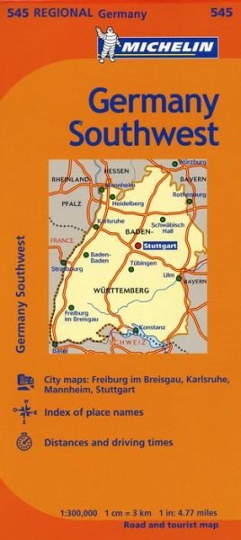 Michelin Germany Southwest Map 545 (Maps / Regional (Michelin)) - Michelin - Bøger - Michelin Travel & Lifestyle - 9782067186149 - 15. maj 2017