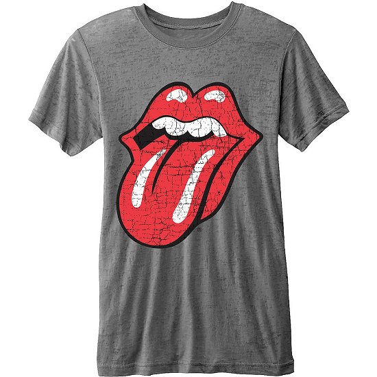 Cover for The Rolling Stones · The Rolling Stones Unisex Fashion Tee: Classic Tongue (Burn Out) (TØJ) [size S] [Grey - Unisex edition]