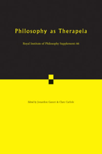 Philosophy as Therapeia - Royal Institute of Philosophy Supplements - Clare Carlisle - Bøger - Cambridge University Press - 9780521165150 - 13. maj 2010