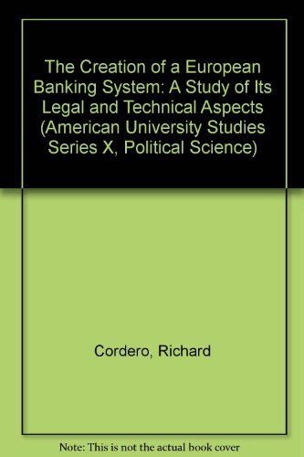 Cover for Cordero · The Creation of a European Bank (Book) (1990)