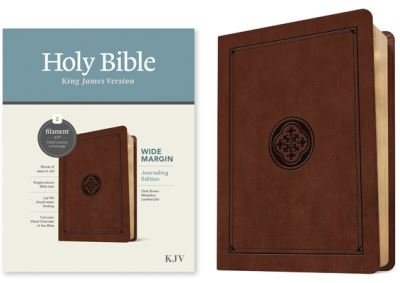 Cover for Tyndale · KJV Wide Margin Bible, Filament Enabled Edition (Red Letter, LeatherLike, Dark Brown Medallion) (Bok) (2023)