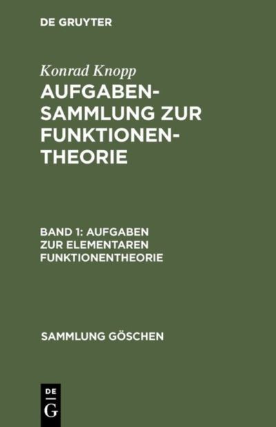 Cover for Konrad Knopp · Aufgaben Zur Elementaren Funktionentheorie (Book) (1977)