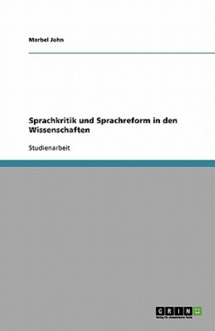 Cover for John · Sprachkritik und Sprachreform in d (Bog) [German edition] (2013)
