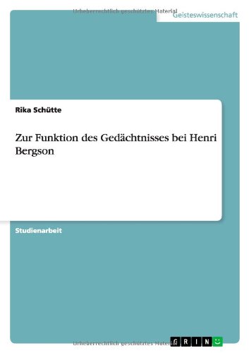 Cover for Schütte · Zur Funktion des Gedächtnisses (Book) [German edition] (2013)