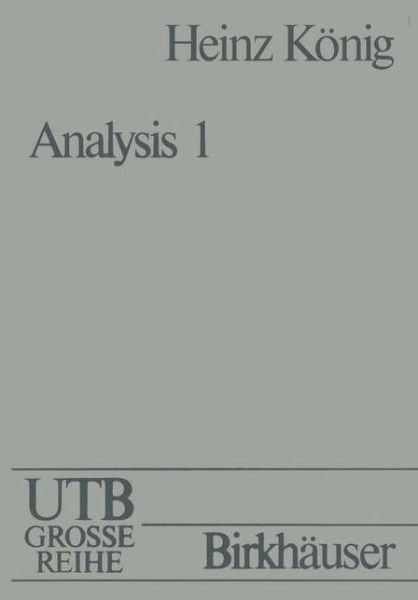 Cover for R. Konig · Analysis (Paperback Book) [Vol 1 edition] (1984)