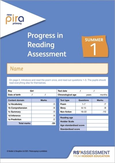 Cover for Colin McCarty · New PiRA Test 1, Summer PK10 (Progress in Reading Assessment) (Print) (2021)