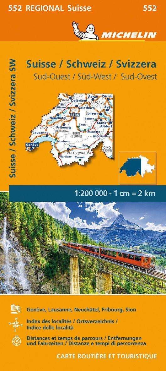 Cover for Michelin · Suisse Sud-Ouest - Michelin Regional Map 552: Maps (Landkarten) (2021)