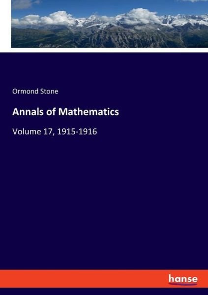 Cover for Ormond Stone · Annals of Mathematics (Paperback Bog) (2021)