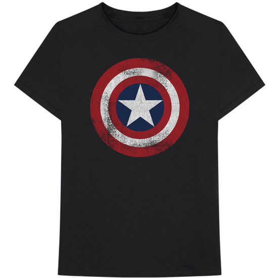 Cover for Marvel Comics · Marvel Comics Unisex T-Shirt: Captain America Distressed Shield (T-shirt) [size XL] [Black - Unisex edition] (2024)