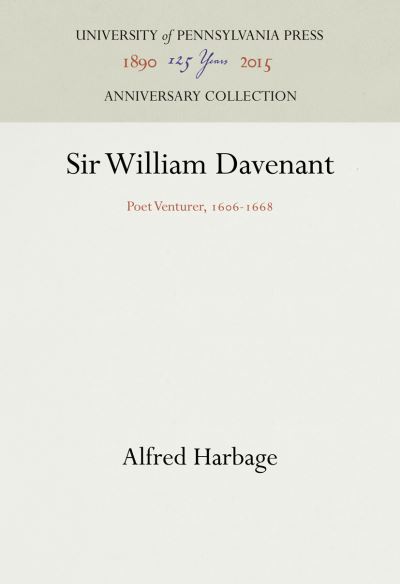 Cover for Alfred Harbage · Sir William Davenant (Hardcover Book) (1935)