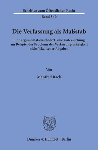 Cover for Rack · Die Verfassung als Maßstab. (Book) (1978)