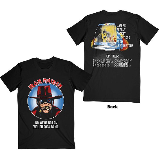 Iron Maiden Unisex T-Shirt: Not An English Rock Band (Back Print) - Iron Maiden - Merchandise -  - 5056368673153 - 