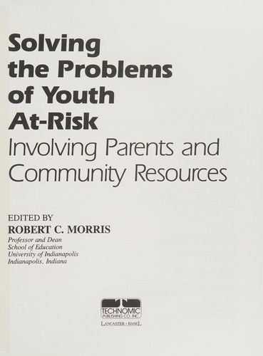 Cover for Robert Morris · Solving the Problems of Youth CB (Book) (1999)