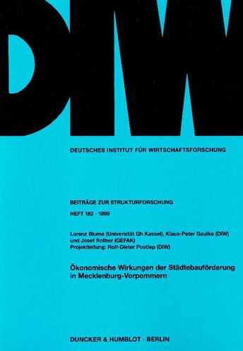 Cover for Blume · Ökonomische Wirkungen der Städteb (Buch) (1999)