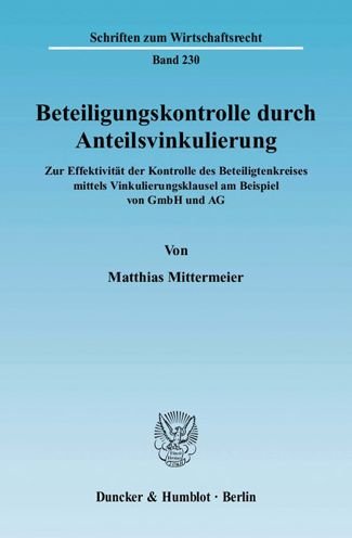 Cover for M. Mittermeier · Beteiligungskontrolle (Bog) (2010)