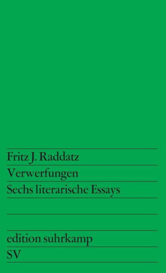 Cover for Raddatz · Verwerfungen (Book)