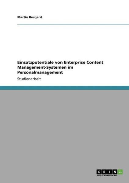 Cover for Burgard · Einsatzpotentiale von Enterpris (Book) [German edition] (2013)