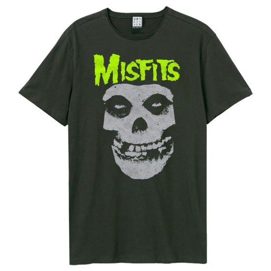 Misfits Neon Skull Amplified Vintage Charcoal Large T Shirt - Misfits - Mercancía - AMPLIFIED - 5054488864154 - 