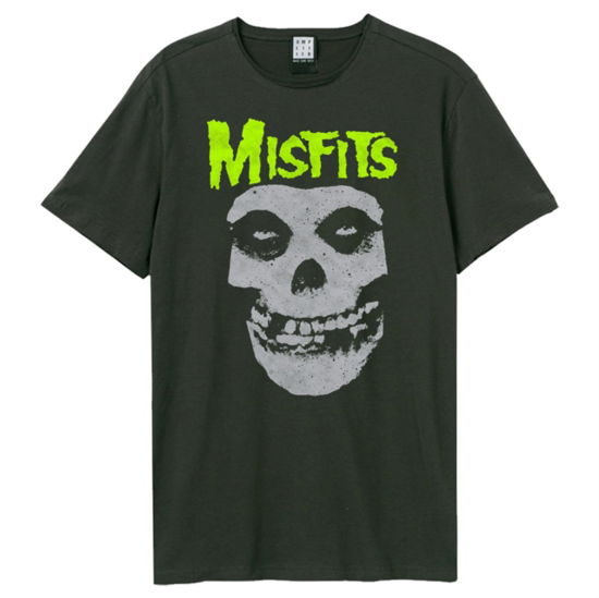 Misfits Neon Skull Amplified Vintage Charcoal Large T Shirt - Misfits - Produtos - AMPLIFIED - 5054488864154 - 