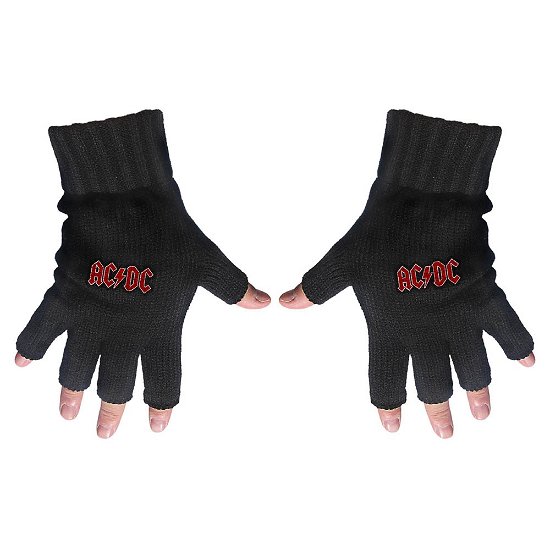 Cover for AC/DC · AC/DC Unisex Fingerless Gloves: Classic Red Logo (Kläder) [Black - Unisex edition]