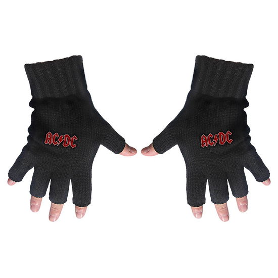 Cover for AC/DC · AC/DC Unisex Fingerless Gloves: Classic Red Logo (CLOTHES) [Black - Unisex edition]