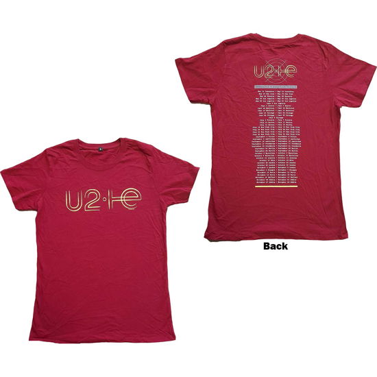 Cover for U2 · U2 Unisex T-Shirt: I+E 2015 Tour Dates (Maroon Red) (Back Print &amp; Ex-Tour) (T-shirt) [size S] (2022)