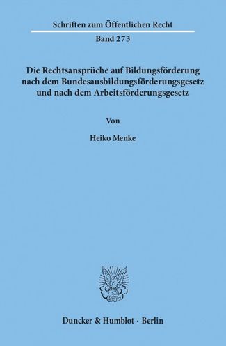 Cover for Menke · Die Rechtsansprüche auf Bildungsf (Book) (1975)