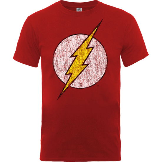 DC Comics Unisex Tee: Flash Distressed Logo - DC Comics - Gadżety - Brands In Ltd - 5057245256155 - 