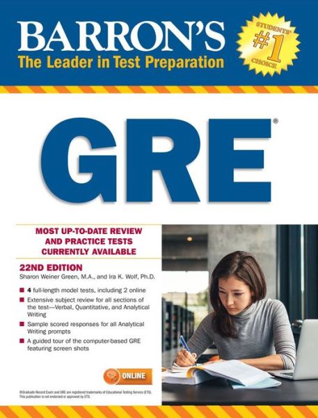 Cover for Sharon Weiner Green · GRE with Online Tests - Barron's Test Prep (Paperback Book) [Twenty second edition] (2017)