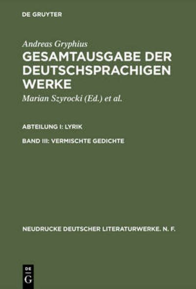 Cover for Gryphius · Gesamtausgabe.03 (Buch) (1999)