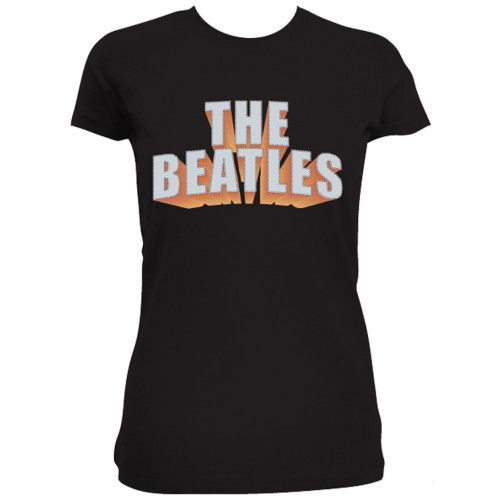 Cover for The Beatles · The Beatles Ladies T-Shirt: 3D Logo (Diamante) (T-shirt) [size L] [Black - Ladies edition]