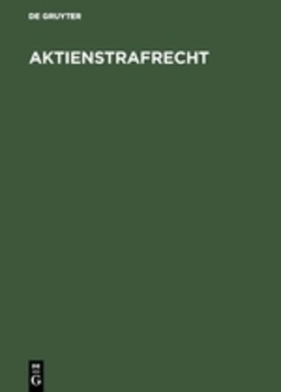 Cover for Klug · Aktienstrafrecht (Book) (1975)