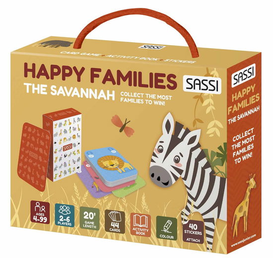 The Savannah. Happy Families. Valigetta Con Carte E Stickers. Ediz. A Colori. Con 44 Carte. Con 40 Adesivi - Valentina Bonaguro - Książki - Sassi - 9788830313156 - 31 stycznia 2024